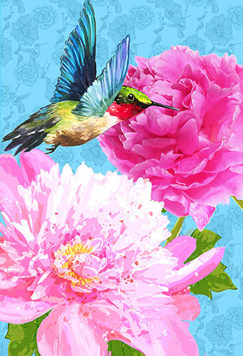 hummingbird peonies